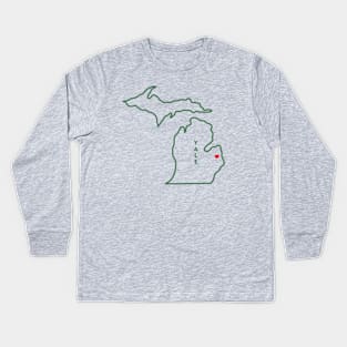 Yale MI Love (Dk Green) Kids Long Sleeve T-Shirt